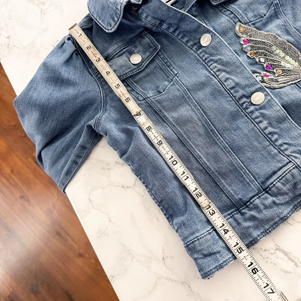 Gymboree Sequin Butterdly Cotton Long Sleeve Blue Denim Jacket Kids Size Large